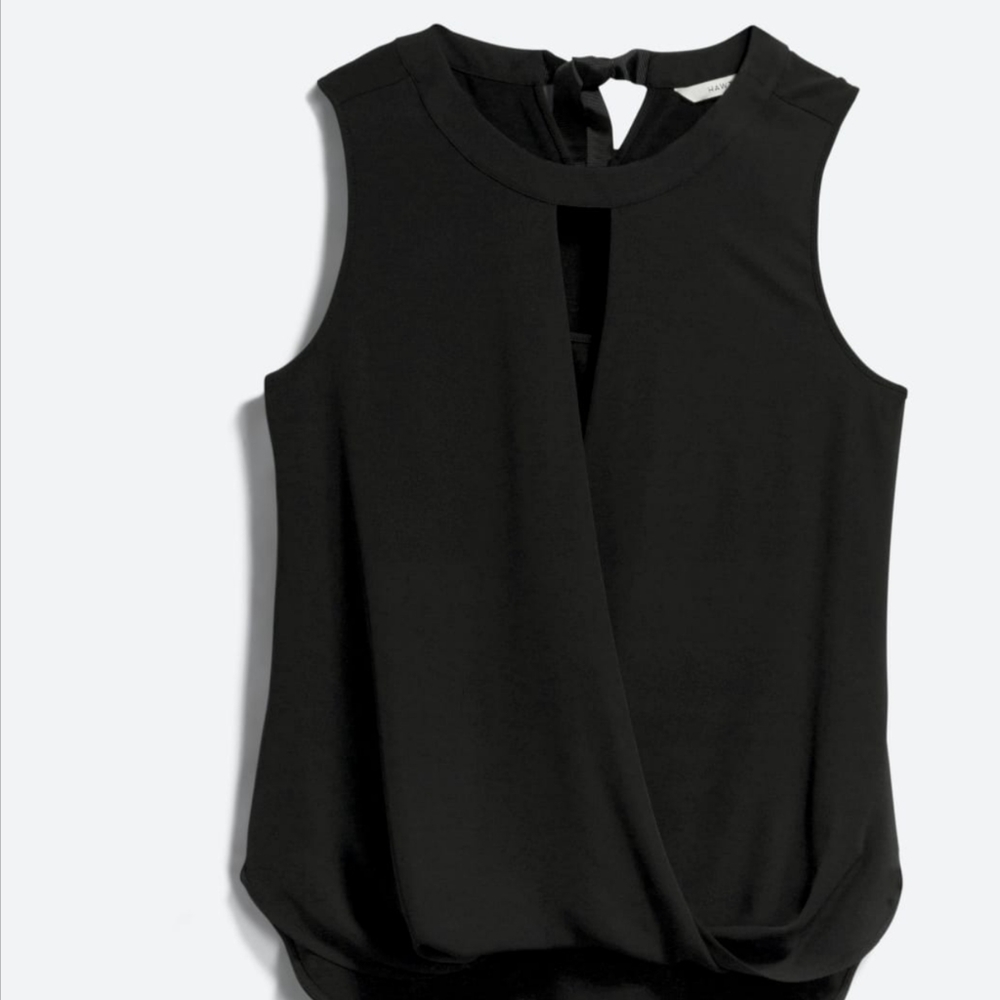 HAWTHORNClearwater Mixed Material Surplice Blouse